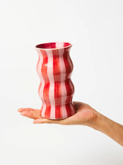 Palma Red & Pink Stripe Vase | PICK-UP INSTORE ONLY