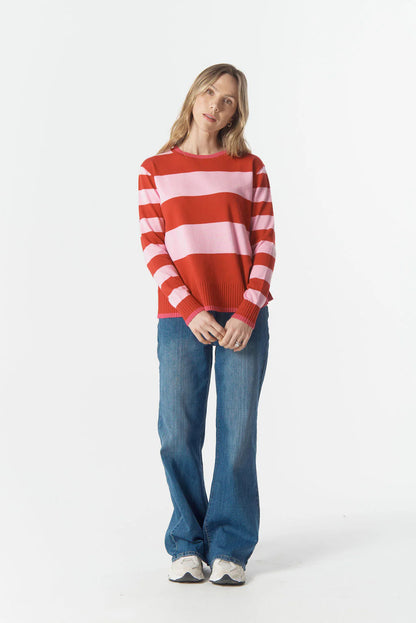 Cloth+Paper+Scissors - Sierra Stripe Knit Top | Red/Pink