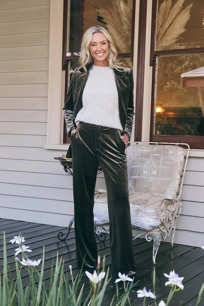 Jets Velvet Jacket | Khaki