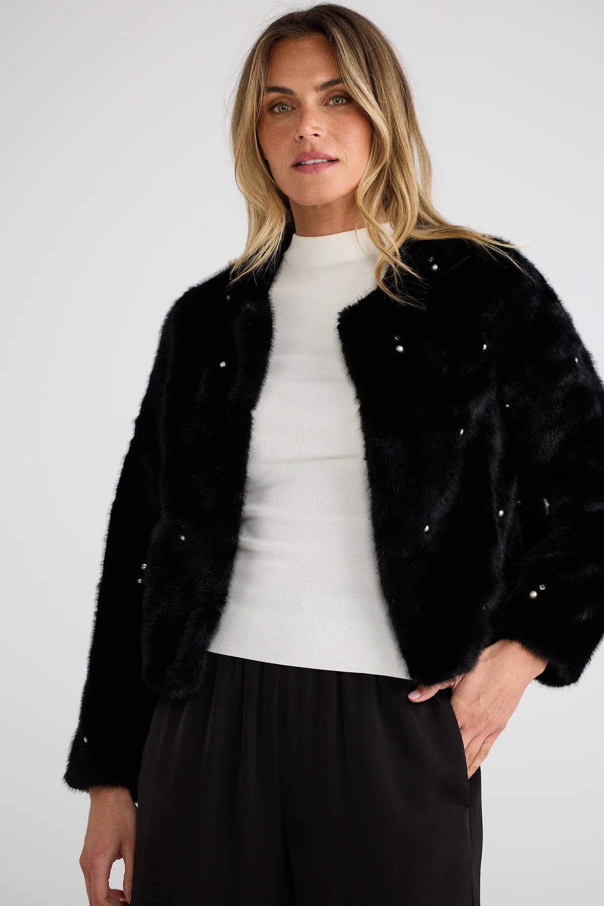 Selina Faux Fur Jacket | Black