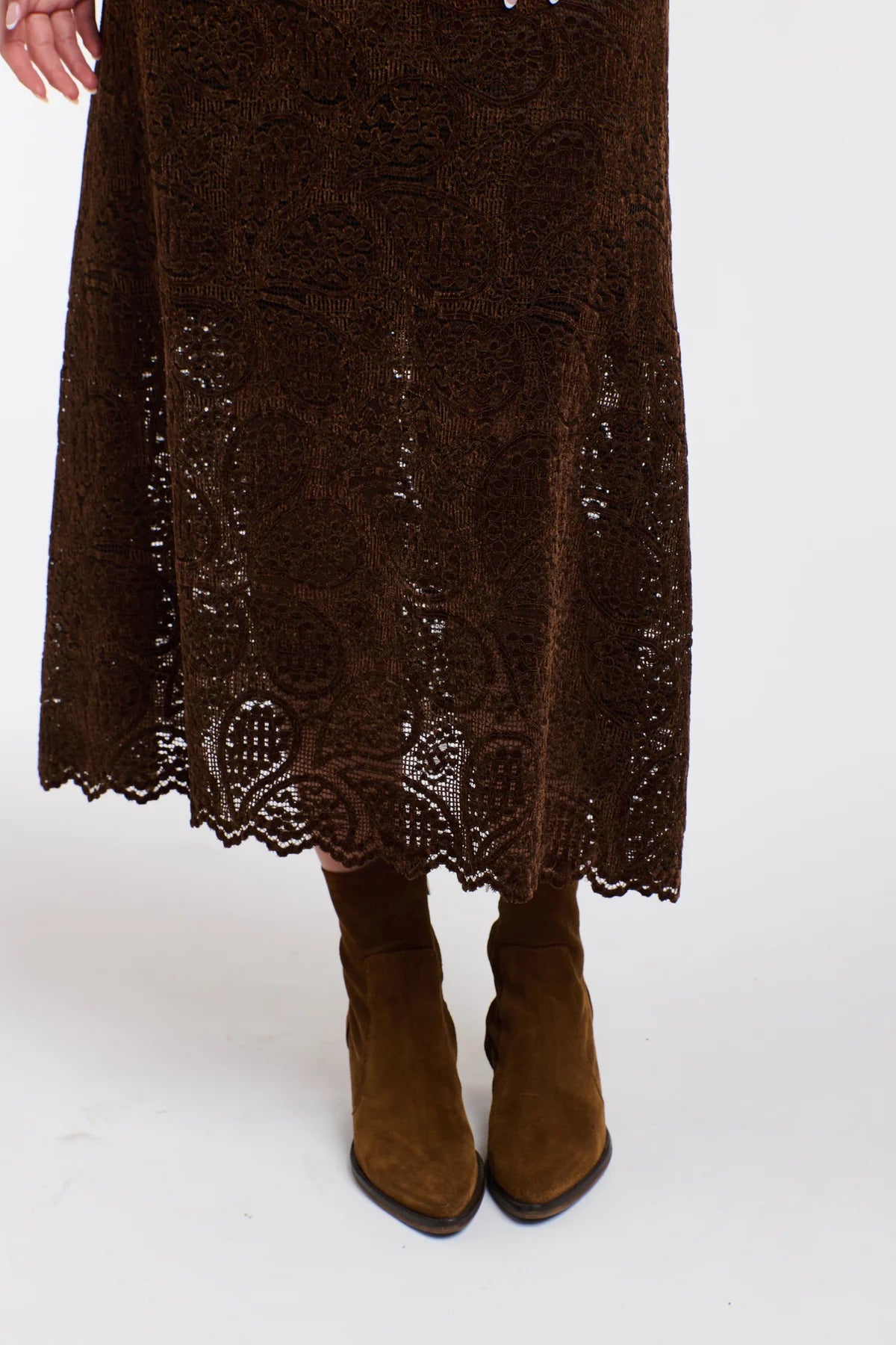 Lucia Lace & Locket Skirt | Chocolate