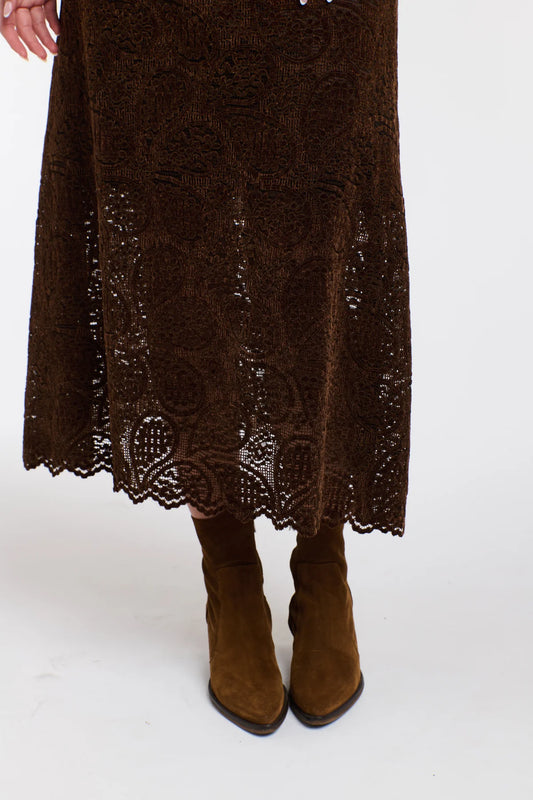 Lucia Lace & Locket Skirt | Chocolate