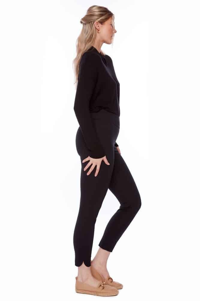 Up - Beatrice Solid Petal-Slit Ankle Pants