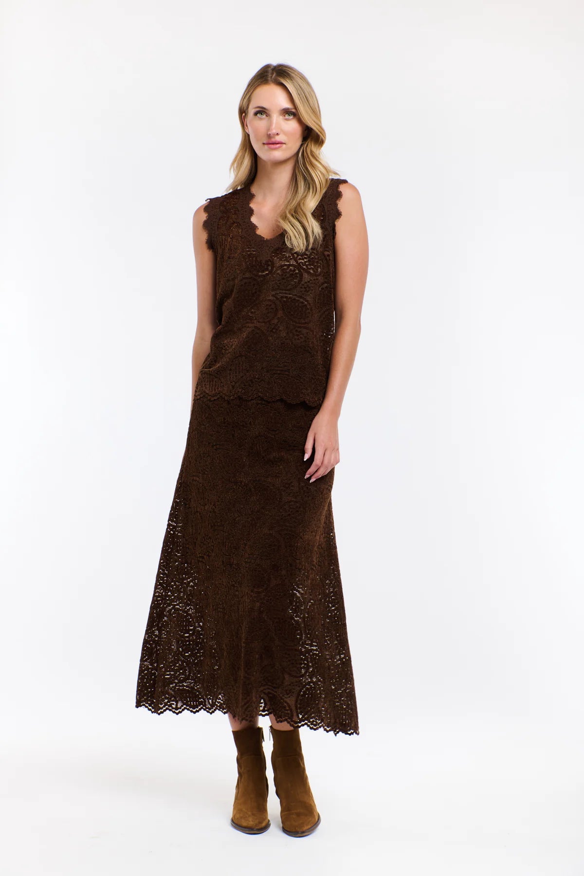 Lucia Lace & Locket Skirt | Chocolate
