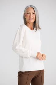 Dominica Ivory knit with Pearl sleeve detail.