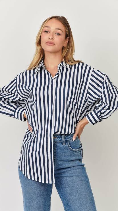 Namastai - Anchorage Navy and white strip shirt