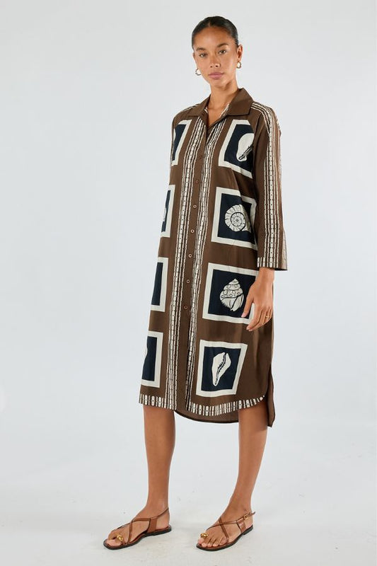 Seashell Shirtdress | Brown | Itami