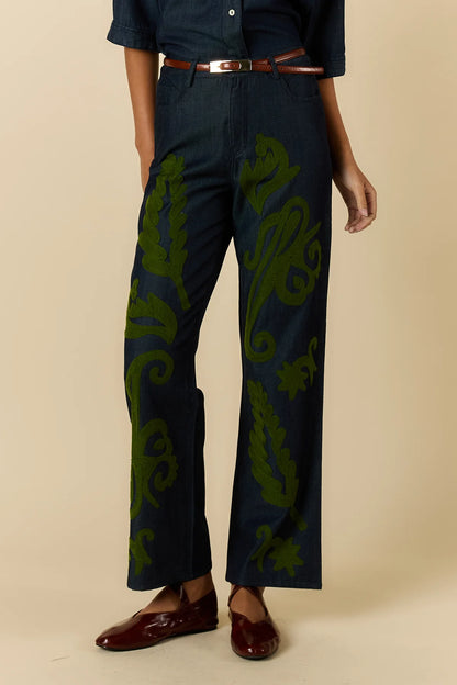 Carmi Embroidered Denim Jean | Paisley
