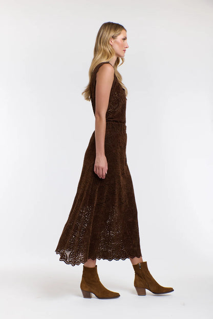Lucia Lace & Locket Skirt | Chocolate