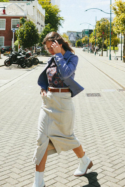 Vassalli - Rook Denim Skirt | Oat Denim