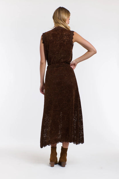 Lucia Lace & Locket Skirt | Chocolate
