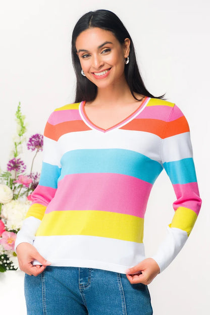 Twain Knit Top | Multi Stripe