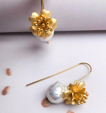 Jewellery - Gardenia 18k Gold Earring | Vermeil Sterling Silver & FW Pearl