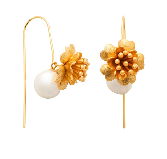 Jewellery - Gardenia 18k Gold Earring | Vermeil Sterling Silver & FW Pearl