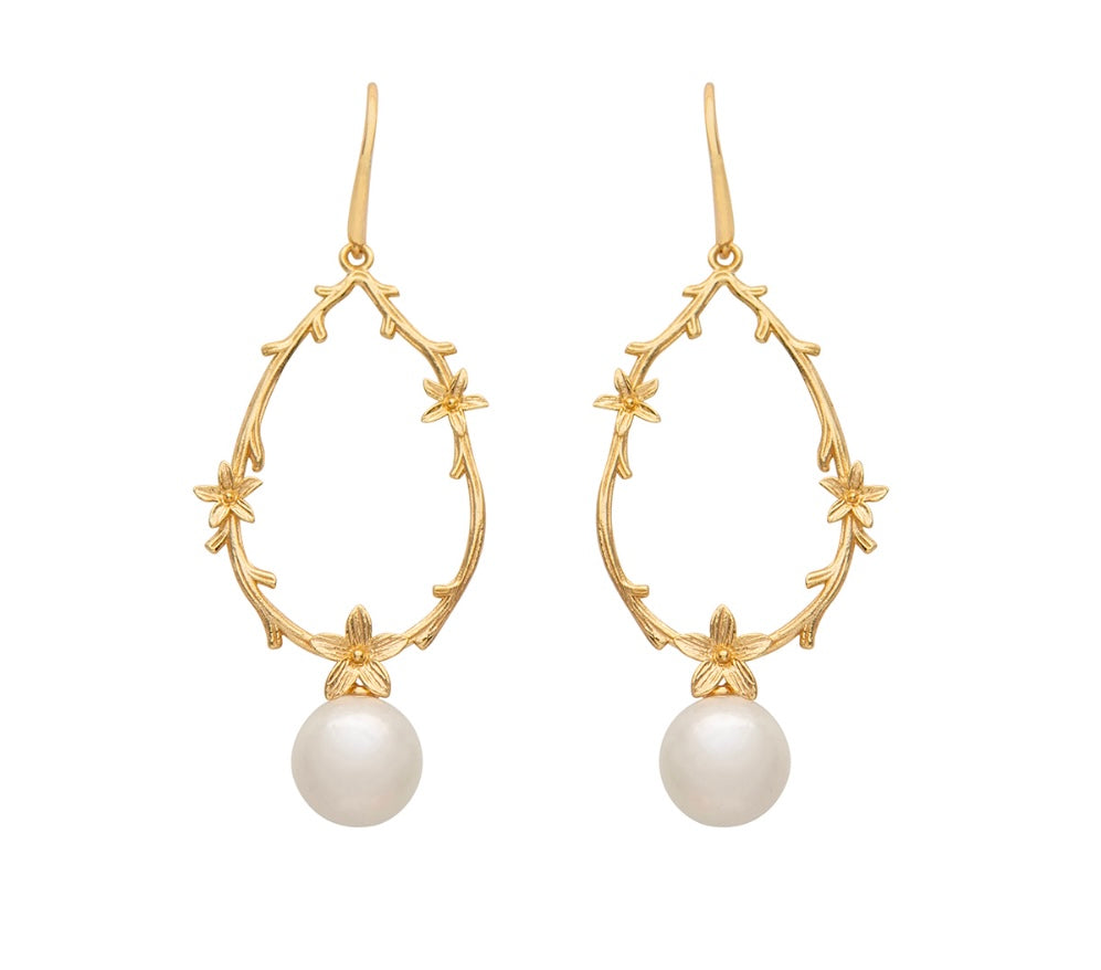 Jewellery - Earrings Botanical Pearl Sterling Silver with gold Vermeil.