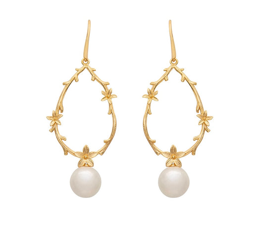 Jewellery - Earrings Botanical Pearl Sterling Silver with gold Vermeil.