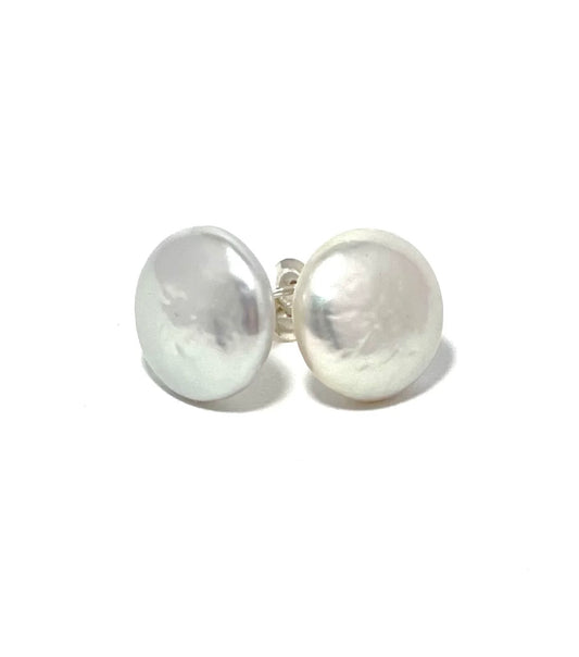 Jewellery - earrings - Coin Pearl Stud Sterling silver
