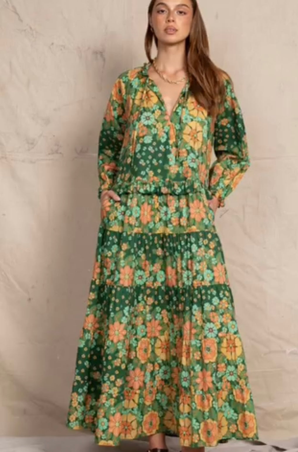 Bohemian Traders - Dress - Shell Floral Maxi
