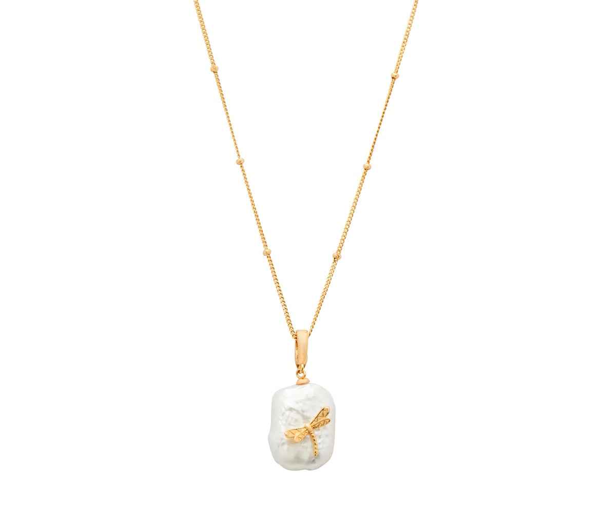 Jewellery - Necklace Pearl and Dragon Fly pendant.