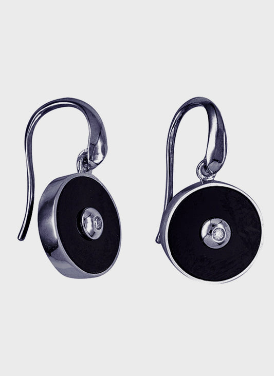 Jewellery - Earring Deco Sterling Silver Onyx/Diamond