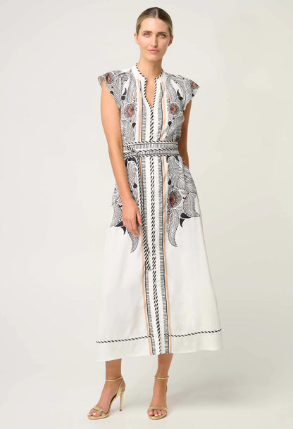Once Was - Malika Flutter Sleeve Dress | Ivory Casablanca