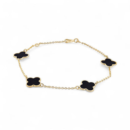 Jewellery 9k - Necklace Nora 9k Onyx Black Clover 45cm diamond cut chain.