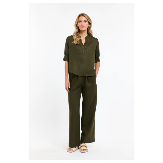 Perry - Linen Khaki Drawstring Pant