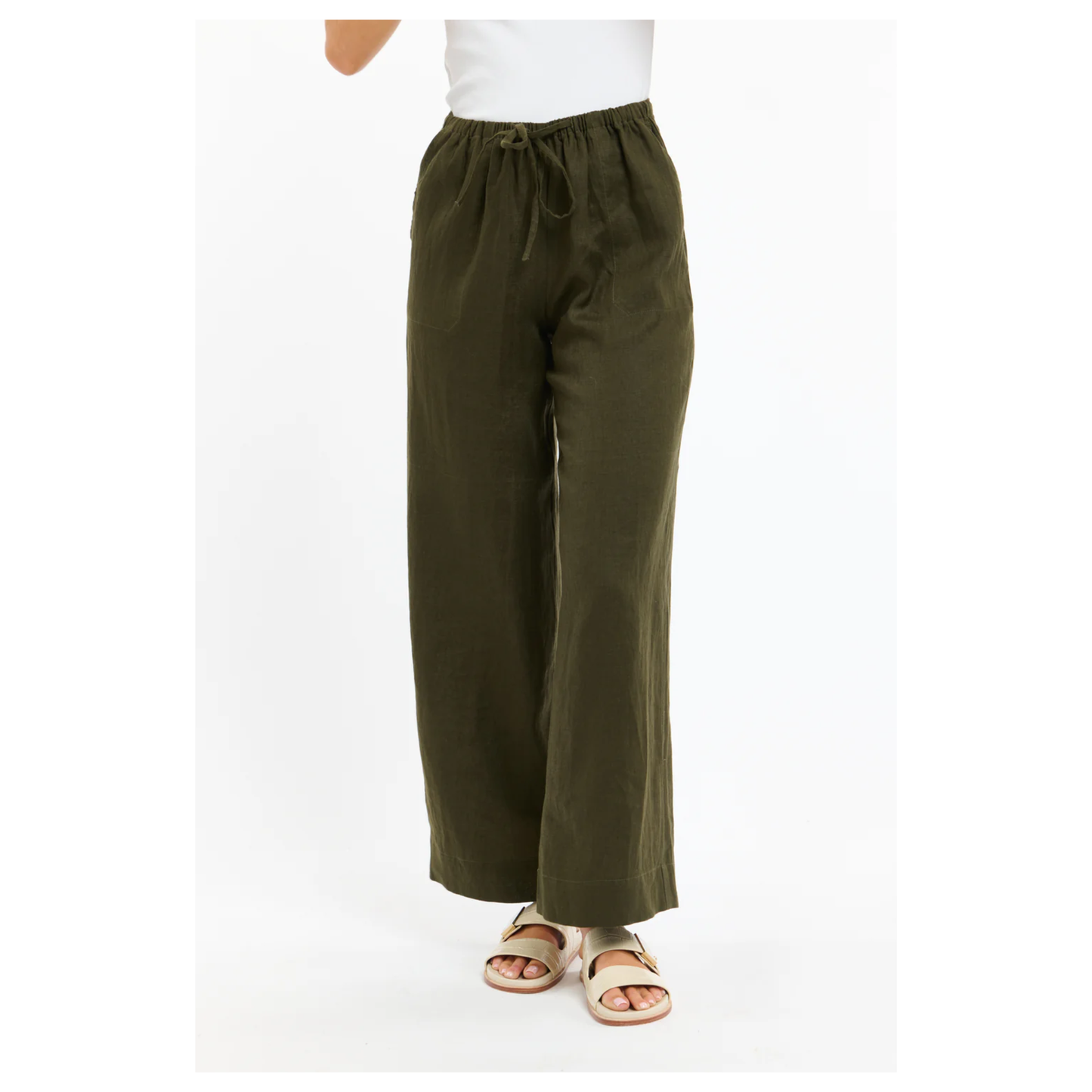 Perry - Linen Khaki Drawstring Pant