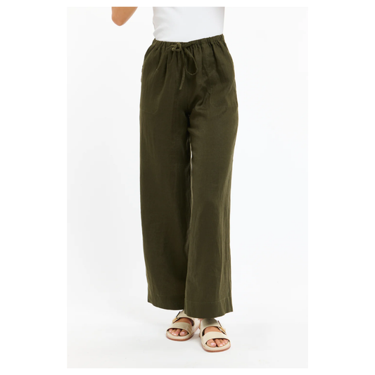 Perry - Linen Khaki Drawstring Pant
