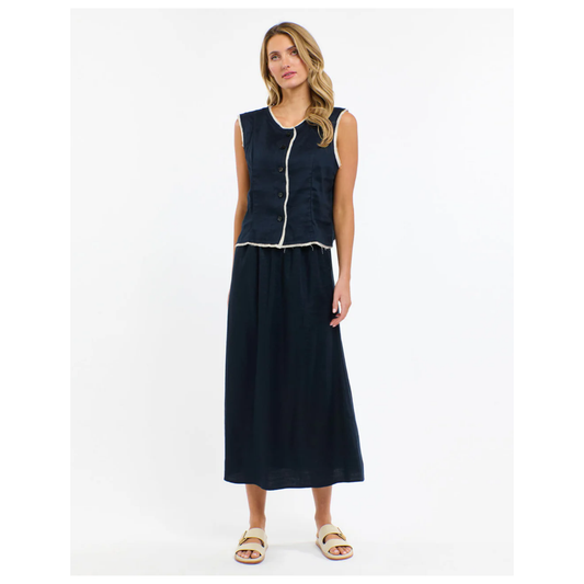 365 Days - Maison Satin Skirt - Midnight Blue