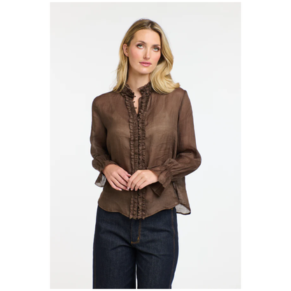 Vanessa Frill Shirt | Chocolate