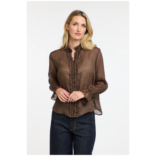 Vanessa Frill Shirt | Chocolate