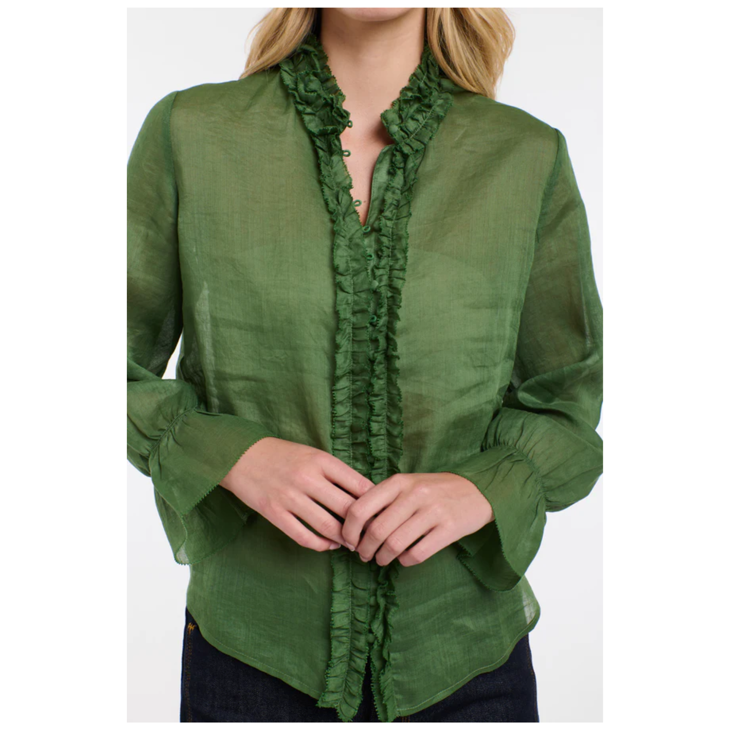 Vanessa Frill Shirt | Moss