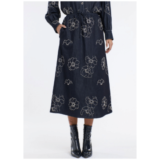Estelle Sequin Skirt | Dark Denim