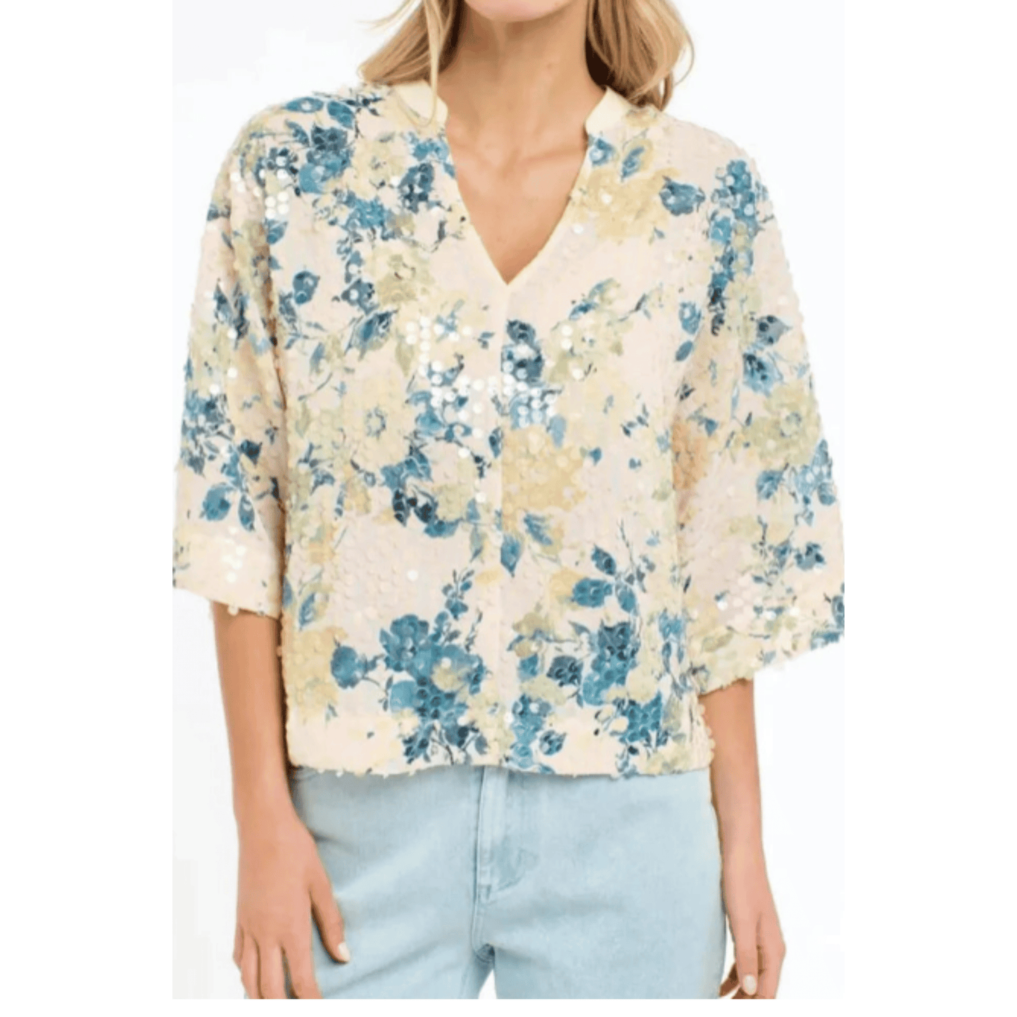 365 Days - Geisha Sequin Top | Pink/Floral
