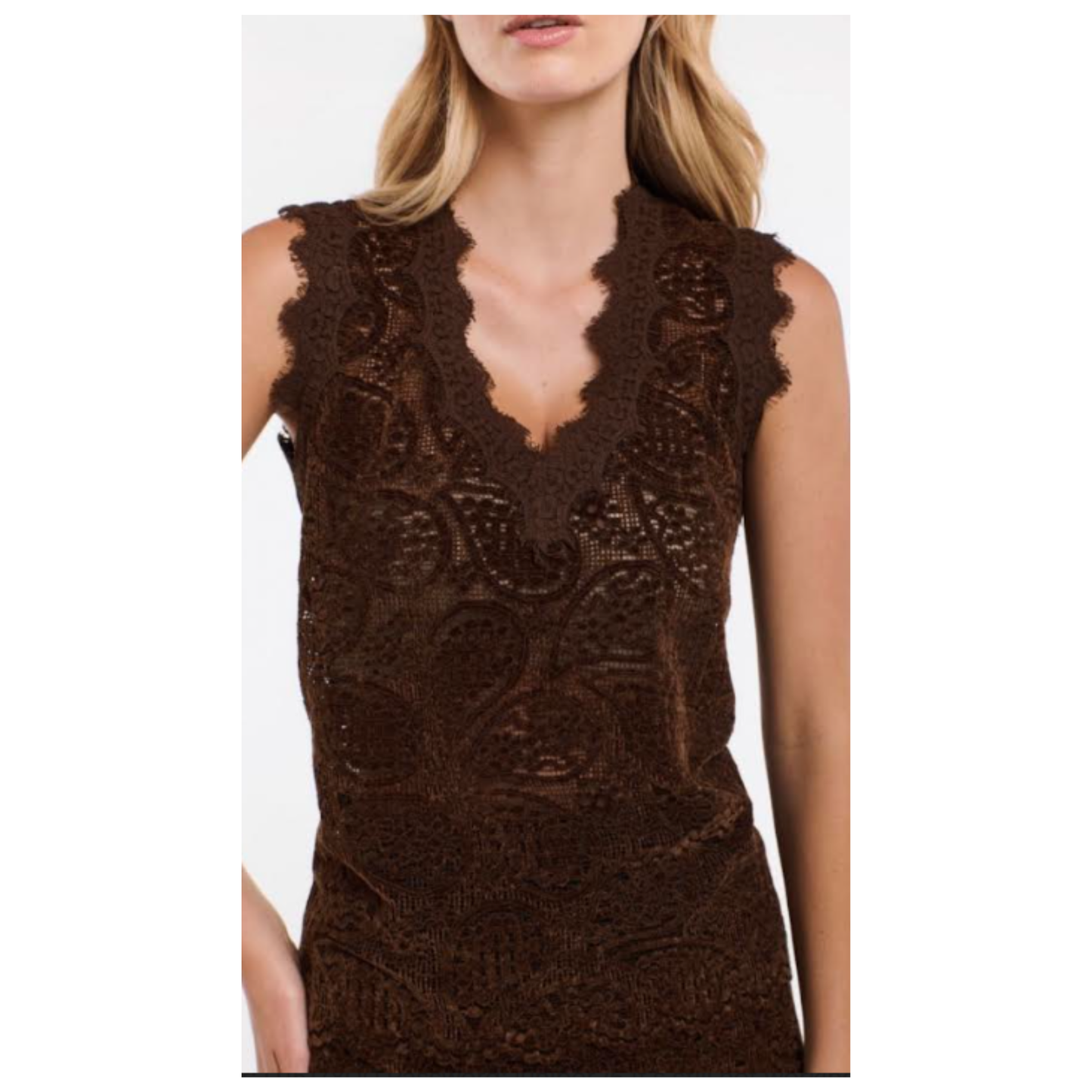 Lace & Locket Tank Top | Chocolate