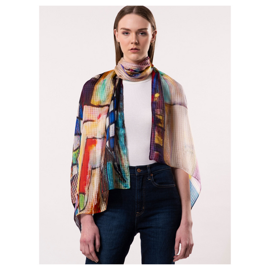 DLux - SHHH! Mosaic Design Scarf | Pure Silk