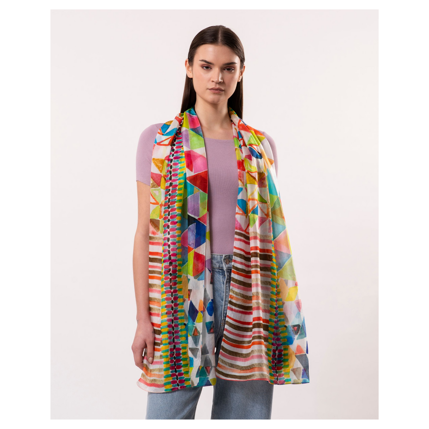DLux - Tessera Geometric Print Scarf | Pure Silk