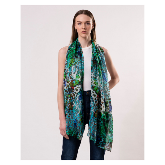 DLux - Gemma Abstract Animal Print Scarf | Pure Silk