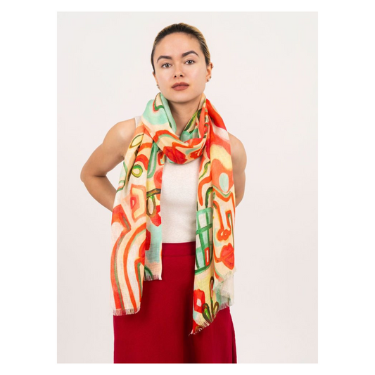 DLux - Doodle Printed Scarf | 100% Linen