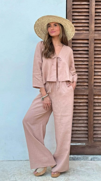 ByPias - Mallorca Linen Pant | Powder
