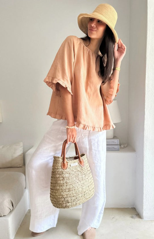 ByPias - Alessia Linen Top | Powder
