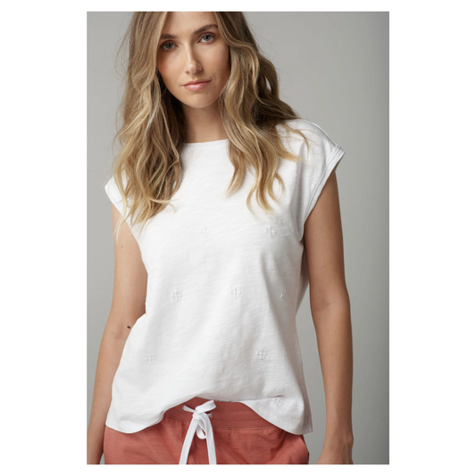 Cloth+Paper+Scissors - Cross Sleeveless T-Shirt | White