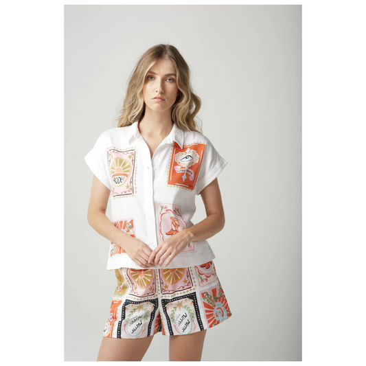 Cloth+Paper+Scissors - Cowgirl Print Shorts |  Elastic Waist