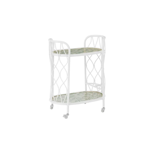 Homeware - Palma Rattan Inlay Bar Cart | PICK-UP INSTORE ONLY