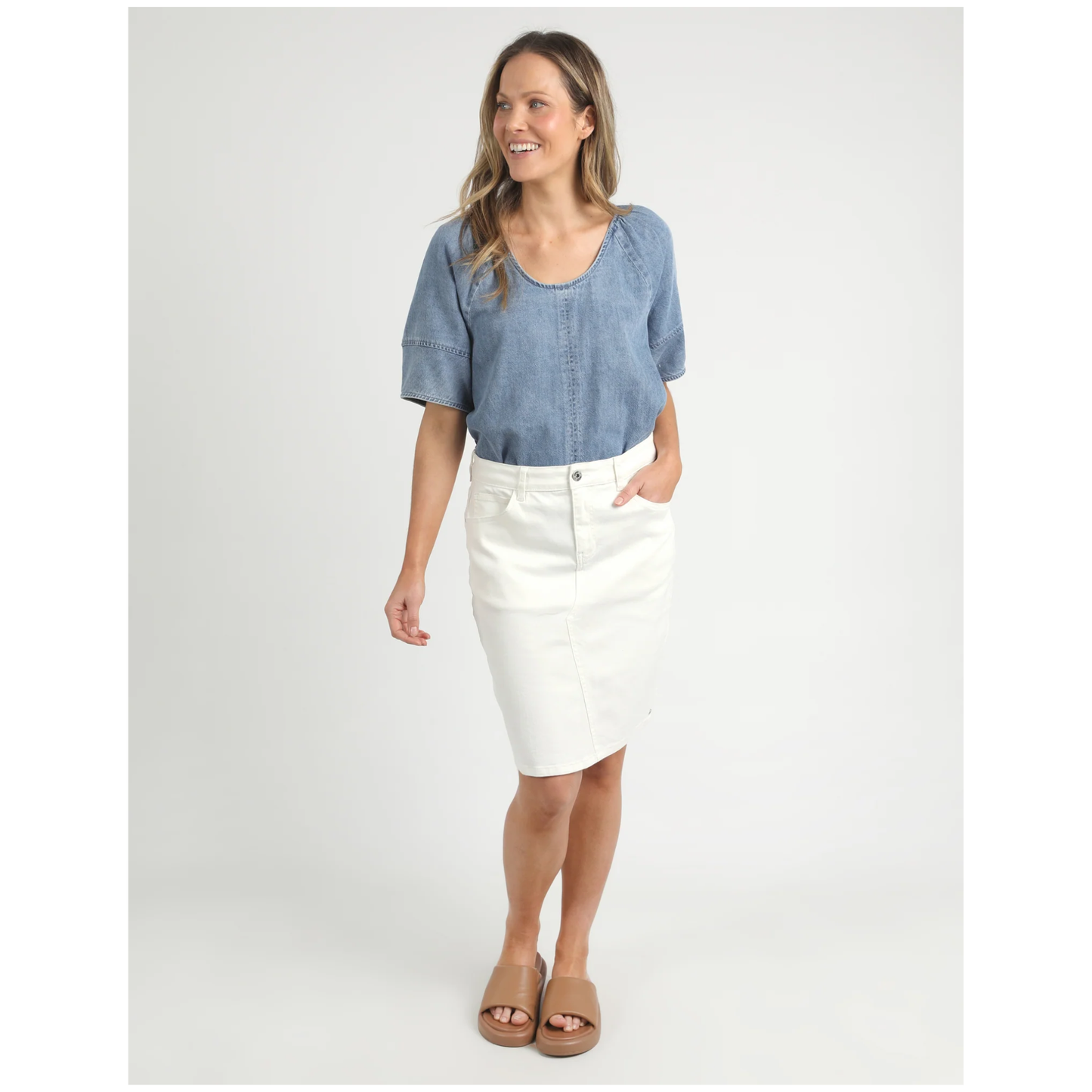 Elm - Belle Denim Skirt | Vintage White