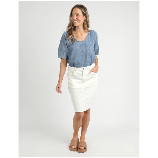 Elm - Belle Denim Skirt | Vintage White