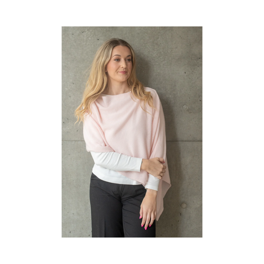 Classic Travel Poncho - Pale Pink | 100% Cashmere
