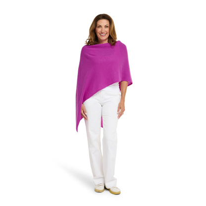 Classic Travel Poncho - Boysenberry | 100% Cashmere