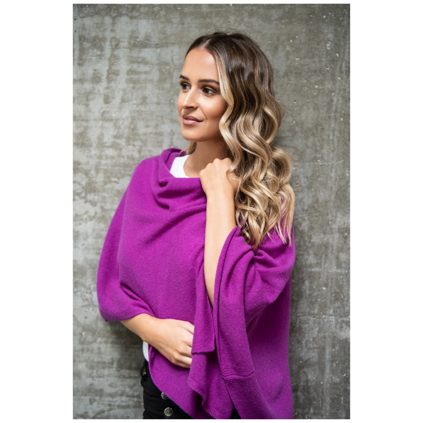 Classic Travel Poncho - Boysenberry | 100% Cashmere